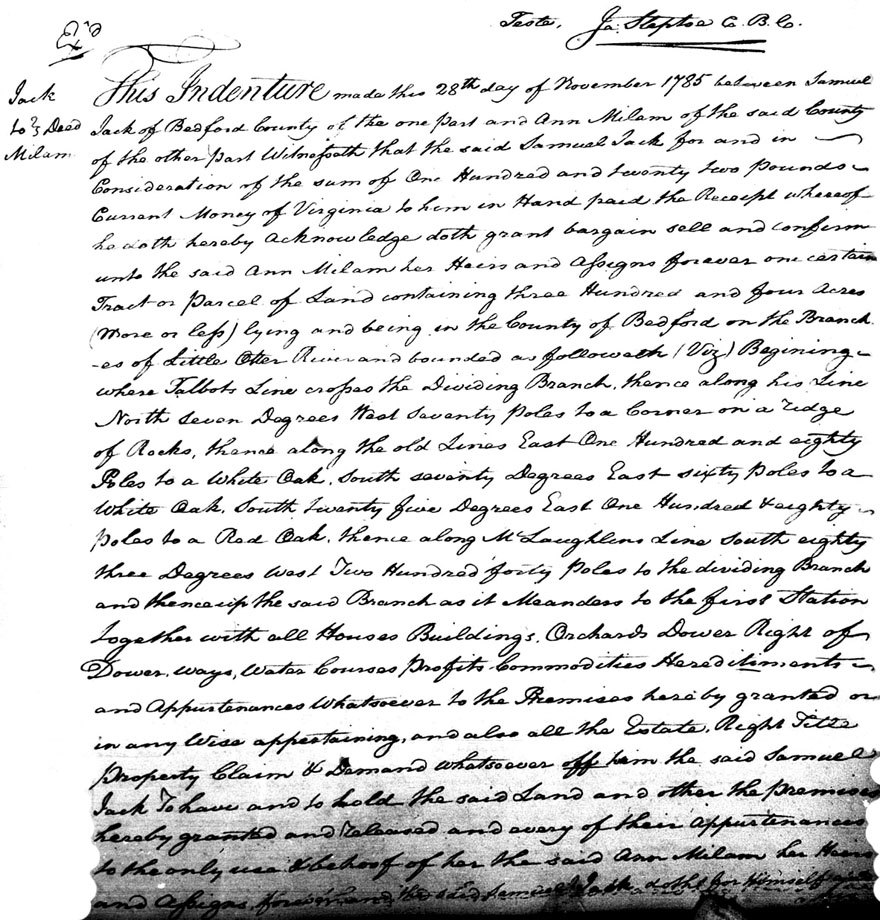 Ann Milam Puchase Deed NOV 1785
